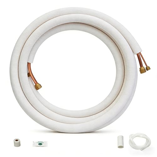 IDEALHOUSE 16FT Mini Split Line Set, 1/4" & 1/2" O.D Copper Tubing and 3/8" White Thickened PE Insulation Coil, Triple-Layer Insulation Accessories, Fit for Air Conditioner, Heat Pump, HVAC Systems by IDEALHOUSE - Used condition - US$39.80