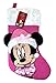 Disney Minnie Mouse Big Face 18" Velour Christmas Stocking with Soft Cuff