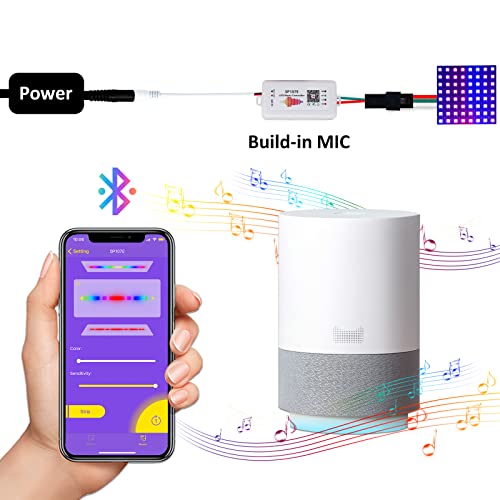 Image of SP107e LED Controller, Music-Sync RGB Pixel Controller for WS2812b /Ws2811 /SK6812 LED Strips & Screen Lighting, APP-Controlled Smart System with Real-Time Audio Effects