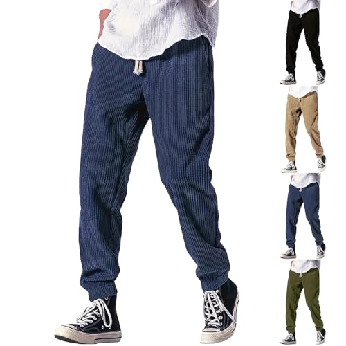 Pantalon Kirakuco Homme Velours Cotelé Pantalons Japonais Sweatpants avec Poche Et Cordon Élastique Taille Baggy Pantalons De Serrage Bodybuilding Sport Streetwear