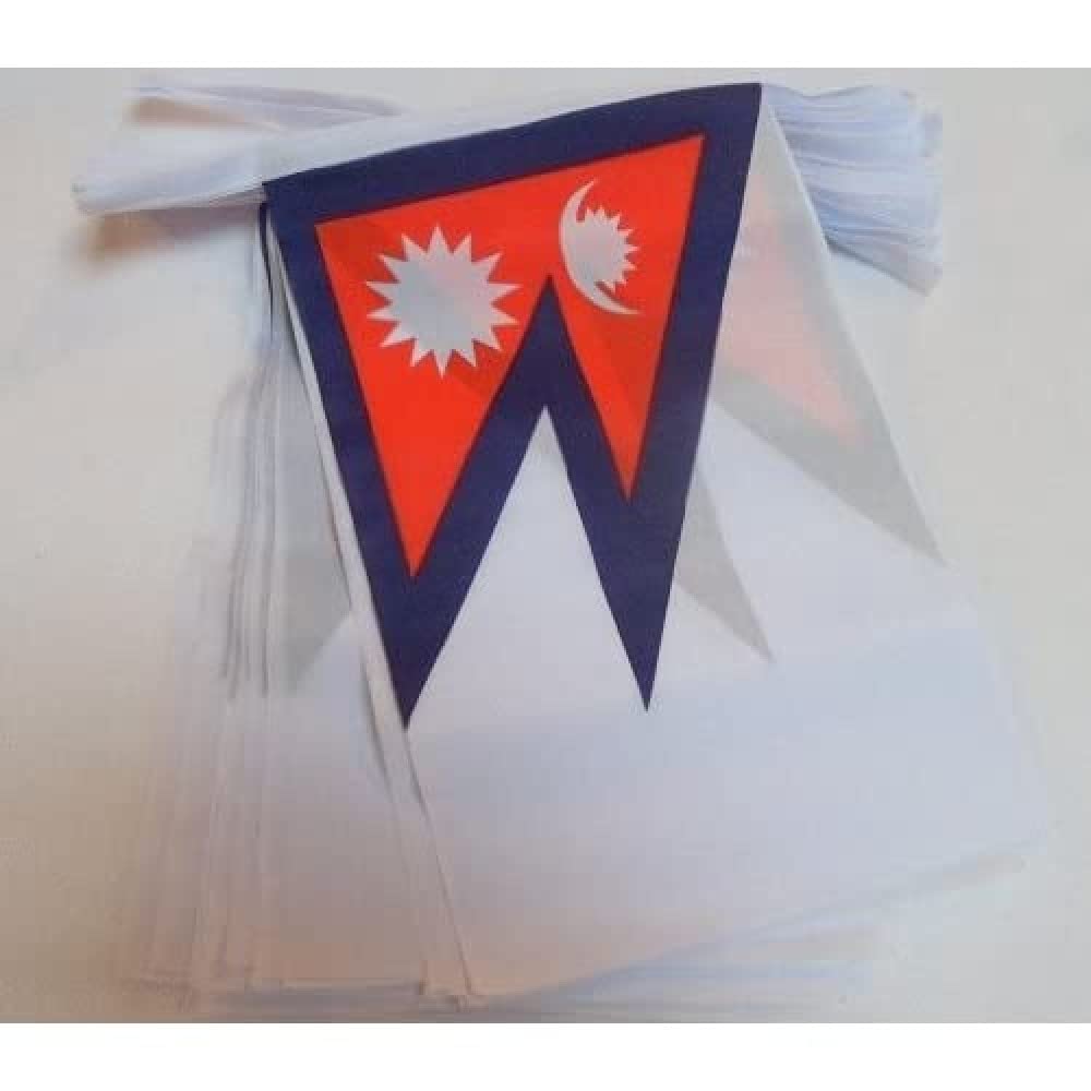 Nepal 6 meters BUNTING Flag 20 flags 9'' x 6'' - Nepalese STRING flags 15 x 21 cm - AZ FLAG