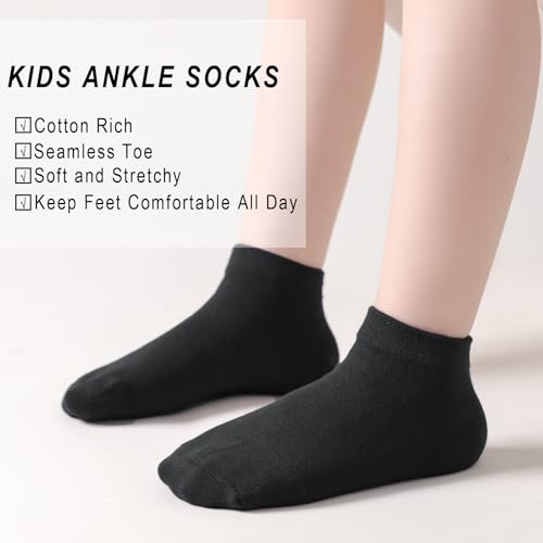 Image of EPEIUS Kids' Low Cut Ankle Socks Cotton Seamless Toe Sport Athletic Socks for Boys Girls White Black Navy 4 /8 Pack