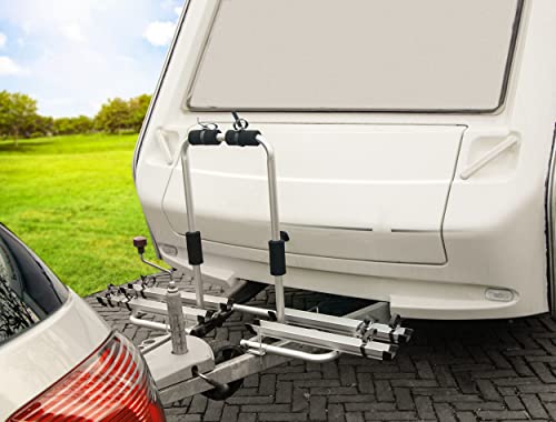 LAS 11807 Deichsel-Fahrradträger, abklappbar, für 2 Fahrräder, Deichselträger, für Wohnwagen, Ca. 145 x 73 x 34 cm, grau