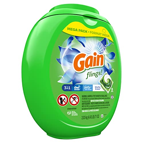 Image of Gain flings! Laundry Detergent Soap Pods, High Efficiency (HE), Blissful Breeze Scent, 96 Count