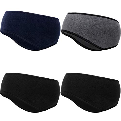 SATINIOR 4 Pieces Ear Warmers Headband Ear Muffs Headband Fleece Headband Non-slip Winter Ear Headband for Running Outdoor Activities (Color Set 1)