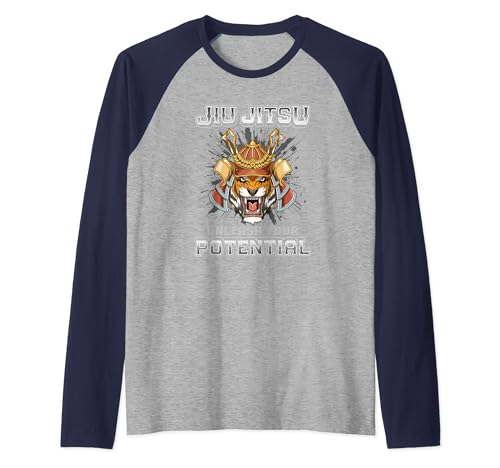 Brazilian Jiu Jitsu MMA and Grappling BJJ Samurai Tiger Camiseta Manga Raglan