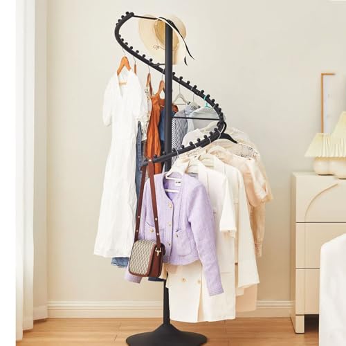 Perchero en espiral resistente e independiente, soporte de exhibición de ropa de metal para uso doméstico y comercial, organizador de ropa que ahorra espacio