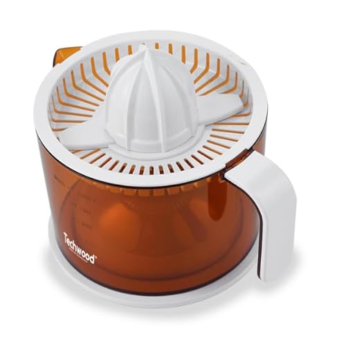 Techwood - Prensa de cítricos con doble cono y filtro de pulpa - Inicio automático, cuenco para verter graduado 1L y tapa translúcida, potencia de 40 W para jugo perfecto