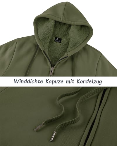 SwissWell Sudadera con Capucha para Hombre Invierno Chaqueta Polar Sudadera con Cremallera Chaquetas Deportivas Cálidas con Bolsillos para Senderismo Acampada.,652 Verde Oliva,XL - imagen 4