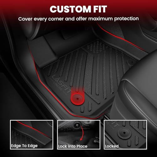 Image of LASFIT Floor Mats & Cargo Mats for Toyota Corolla Sedan 2014-2019, All Weather TPE Custom Fit Car Liners for Toyota Corolla Accessories 1st & 2nd Row and Trunk Mats, Easy to Clean, Black