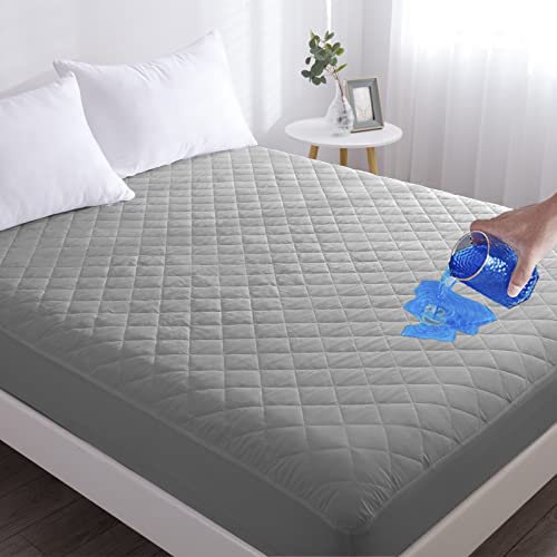 Bioeartha Waterproof Mattress Pad - Queen Size Quilted Fitted Mattress Pad 100% Waterproof Breathable Soft Mattress Protector Stretches Up To 8-18 Inches Cooling Mattress Topper For Queen Size Bed #TOP22