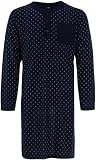 LUCKY Herren Nachthemd 1/1 Arm Druck mit Brusttasche Langarm Schlafshirt, Farbe:Navy, Größe:XXL