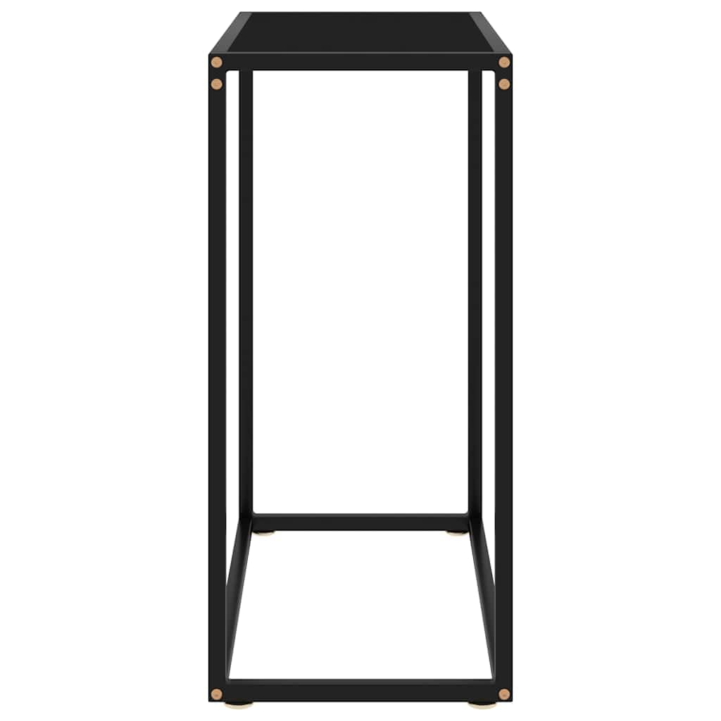Stolik konsolowy czarny ze szkła hartowanego i stali malowanej proszkowo, 60 x 35 x 75 cm z uchwytem ściennym, stolik pomocniczy, stolik do odkładania do salonu, sypialni, przedpokoju i biura