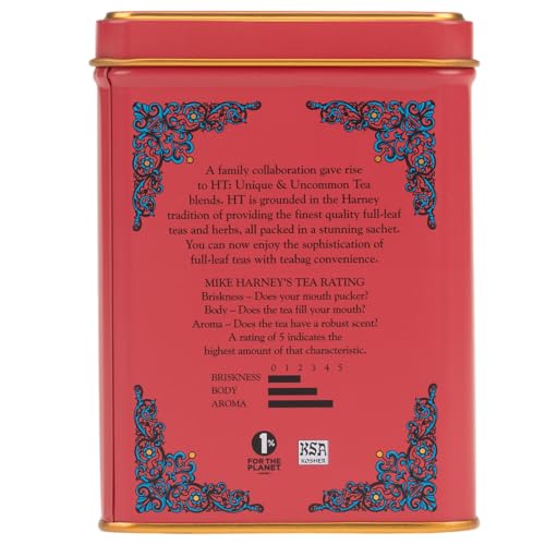 Image of Harney & Sons HT Strawberry Vanilla Black Tea, 20 Sachets in Tin | Black tea with strawberry and vanilla flavors for a smooth, fruity cup. Contains caffeine.