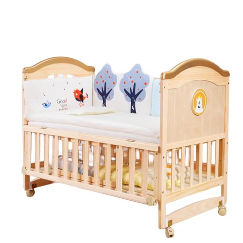 Aeroorベビーベッド 添い寝ベッド ベビーサークル 天然松素材 折りたたみ お昼寝マット マットレス付 キャスター付き ベビーサークル 移動式 多機能 高さ調整 ゆりかごに変身可能 組み立て簡単 赤ちゃん 出産祝い (寝具付き5点セット,116*61C