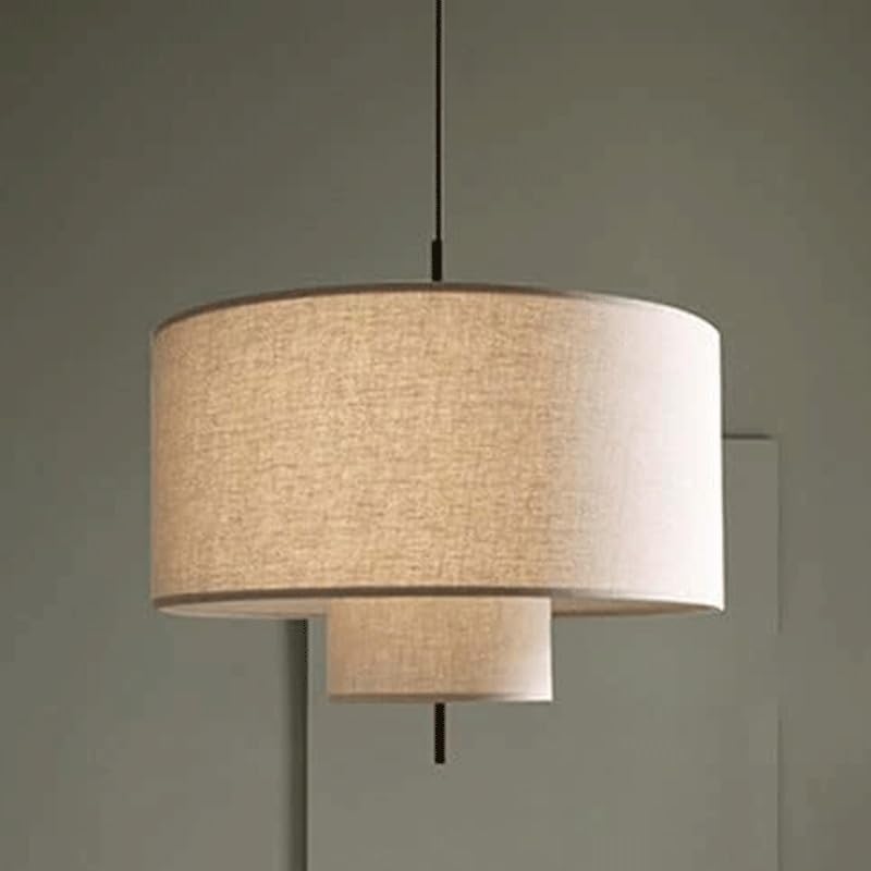 Lustre en tissu et métal réglable suspension à une tête 60cm pour salon