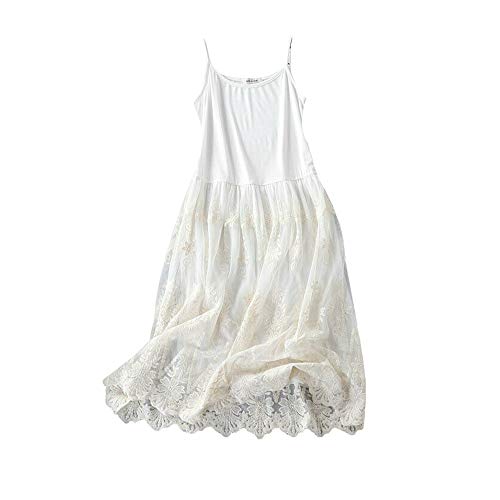 Women Casual Floral Lace Trim Extender Camisole Dress Slip Spaghetti Tank Top for Summer