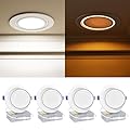 Ensenior 4 Pack 6 inch Gimbal Led Recessed Lighting with Night Light, 90° Rotatable and 2700K-5000K 5CCT Selectable, Dimmable Eyeball Recessed Lights, 1200LM, 12W=115W-FCC Certified