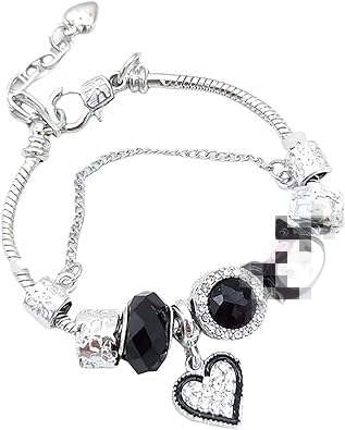 EDUBEANS Armband mit Charms, Glitzerndes Bettelarmband, Bettelarmbänder, Cartoon Armband, Verstellbares Armband, Valentinstag Geburtstags Weihnachten Geschenk für Frauen Freundin (B)