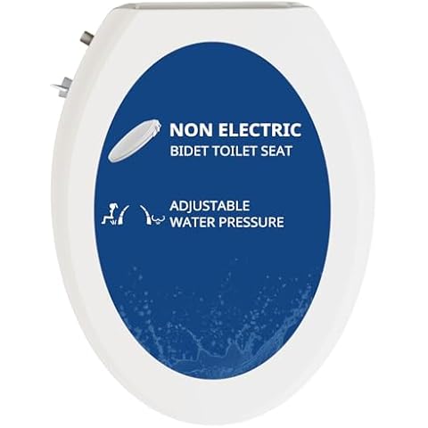 Bidet Toilet Seat, Non-Electric Bidet Seat Swash seat with Adjustable Water and Dual Nozzle System for Bathroom, Easy Installation, Fit for Elongated Toilet, White Bidet Attachment Cover