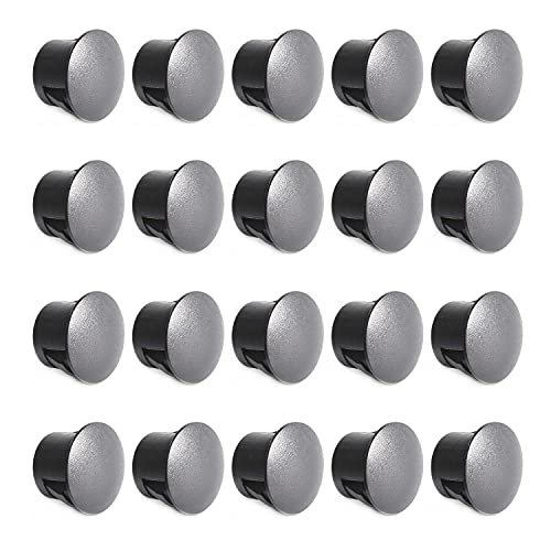 Image of Heyiarbeit 100pcs Hole Plugs 5 /16 inch / 8mm Nylon Plastic Round Snap in Type Locking Hole Tube Furniture Fencing Post Pipe Insert End Caps Black Tone