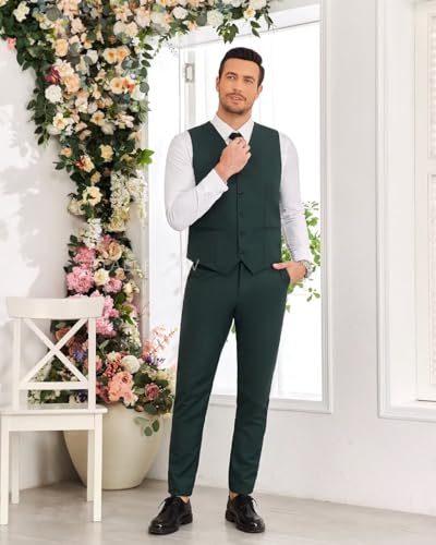 Men's 3 Piece Suits Slim Fit Peak Lapel 2 Button Blazer Jacket Vest Pants Set Wedding Business Prom Party Suit4