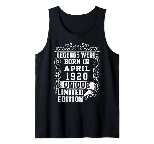 Cumpleaños Abril 1920 Edición Limitada Regalo April Camiseta sin Mangas