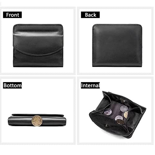 Women's Leather Short Wallet Mini Purse with Coin Proket for Girls Money Bag Cartera Card Holder RFID, Black, One Size2