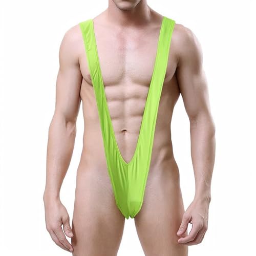 WOSE Borat Mankini Badeanzug Herren Hochgeschnittener Slip Badeanzug Tanga String V Form Party-Kostüm Bikini für Männer, V Sling Stretch Body Strap Thongs Bodysuit Unterwäsche, Einheitsgröße, Grün WOSE Borat Mankini Badeanzug Herren Hochgeschnittener Slip Badeanzug Tanga String V Form Party-Kostüm Bikini für Männer, V Sling Stretch Body Strap Thongs Bodysuit Unterwäsche, Einheitsgröße, Grün