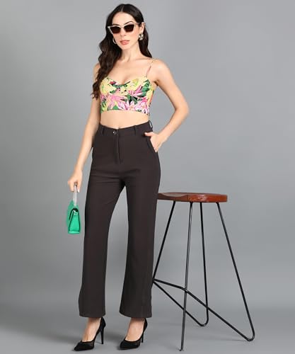 Image of Noelia Women's Flare Leg Bell Bottom Casual High Waist Pants Work Office Trousers