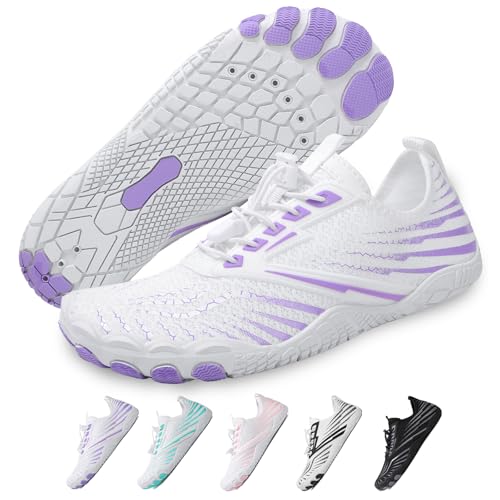 Image of Beach Water Shoes for Women Men Quick Dry Non-Slip Wide Toe Hike Barefoot Footwear for Beach Pool Aqua Swim Surf Walk