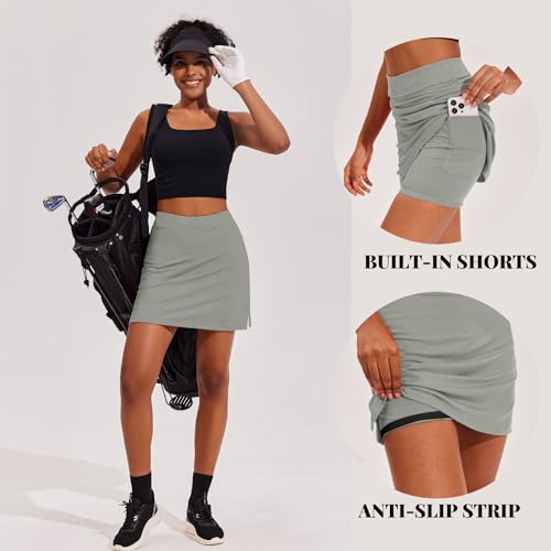 Image of Ekouaer 16 inch Golf Skorts for Woman with Inner Pockets Silicone Grippers Tennis Skirt Quick Dry Athletic Pickleball Skort