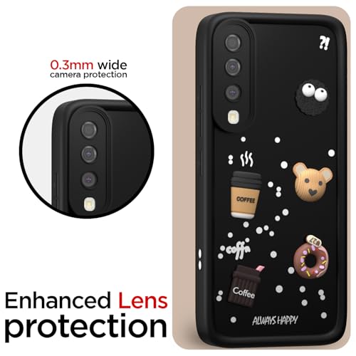 Image of Pikkme Back Cover for Samsung Galaxy A50 / A50s / A30s | Cute Fun Cartoon 3D Bear Silicone Full Body Protection Bumper Cover (Black) | Cute