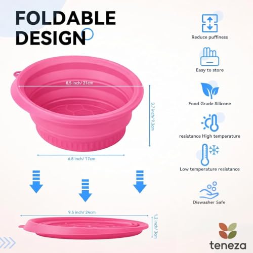 Image of (1 pic Hook) with Silicone Face Bowl for Ice with Built-in Icetray, Collapsible Face Tub for Ice Bath, Facial Ice Plunge Bowl, Ice Water Facials at Home (Rose Hook)