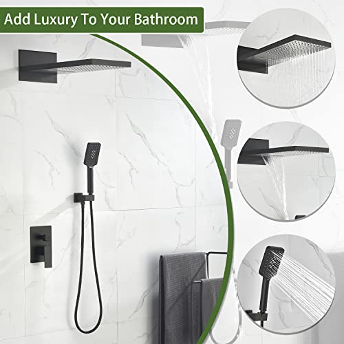 Système de douche tête brossée or cascade robinet mural LWX