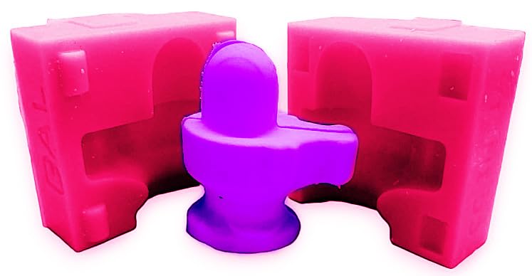 SSTP Religious Shivling Mold Set, clay, resin, wax. cement pop Pink Silicone Temple Craft Making Kit with Purple Shivling, 4.5 x 4 cm, 2 Piece Mold for resin, clay, wax, cement, pop etc. usefull for gift for family, couleague , relatives, friends.