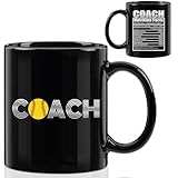 CFGBFDGH Coach Gifts Office Coffee Mug, Softball Ceramic Cup with Handle, Softball Gifts for Boyfriend Men Coach, Him, Sports Coaches, Dad, Christmas Birthday Gift 11oz Black