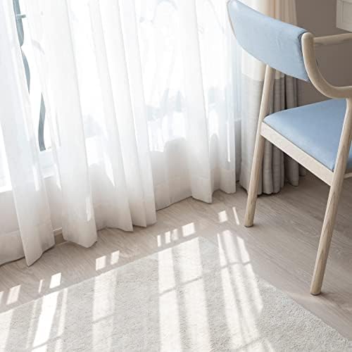 LAVANCE Net Curtains Eyelet Sheer Curtains 2 Panels 140 x 137cm Semi Transparent Volie Drapes Window Treatment for Bedroom Living Room Balcony Decorations, White