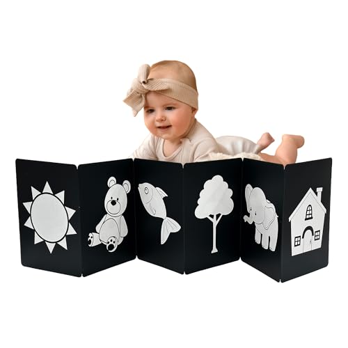 Image of High Contrast New Born Flash Cards for Kids | 12 Objects for Visual Stimulation, Cognitive & Sensory Development of 0-6 Month Old Infants | Self Standing Cards for Enjoyable Tummy Time