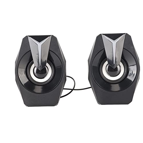 Yunir USB Wired Computer Speakers, HiFi Sound Subwoofer Portable Desktop Speakers with RGB Ambient Light, for Laptop Desktop Computer (Black)