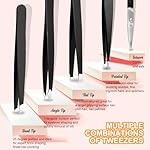 Yougai Tweezers and Nail Clippers Set,9 Pcs Professional Stainless Steel Tweezers Kit-Great Precision Tweezers with Curved Scissors and Eyebrow Razor for Daily Beauty Tools with Leather Travel Case - Image 3