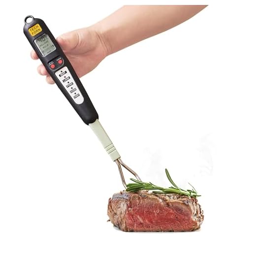 Beyond Group 80-09 Digital Meat Instant Read Thermometer with LED Screen and Ready Alarm, Kitchen Probe with Long Fork for Grilling, Barbecue and Cookin, l, white