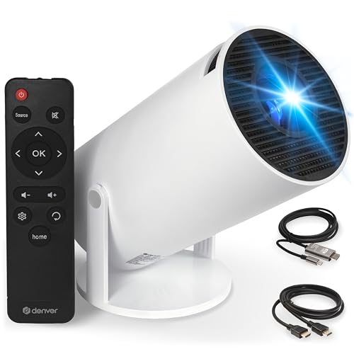 Mini Beamer LED Projektor Full HD 4K – Bluetooth HDMI USB Tragbarer Beamer Klein für Heimkino Gaming Handy Smartphone – Denver PR-2500 Video Projector mit Lautsprecher