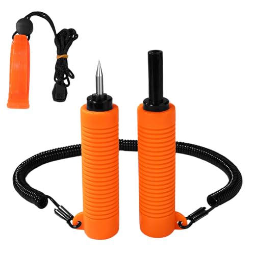 Retractable Ice Fishing Safety Picks with Hidden Spikes, Bright Orange
