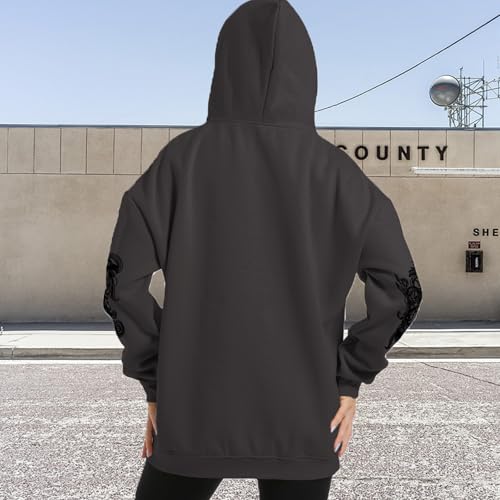 Kelxjia Gothic Zip Up Hoodie - Y2K Grunge Cross Graphic Sweatshirt