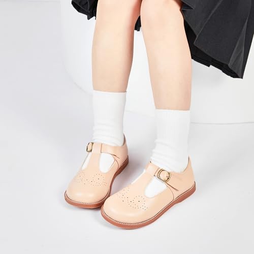 Image of GINFIVE Toddler Girls Dress Shoes Little Kids Flats School Mary Janes Shoes