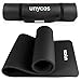 unycos - Gymnastikmatte - Yogamatte Rutschfest【183x60 cm】NBR 10 mm Dicke | Inkl. Tragegurt und E-Book mit Übunge, Sportmatte Ungiftig für Fitness, Pilates & Gym, Home Sport (Schwarz)