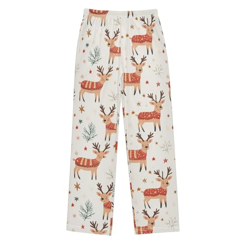 Deer and Stars Boys Pants Boys Athletic Pants Long Pant for Boywith Pockets Wide-Leg Size 6-14Y