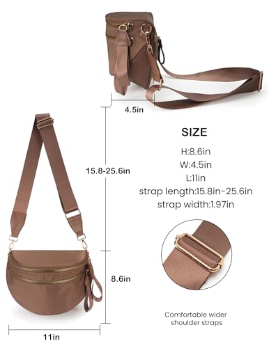 Image of FEIBOON Spacious Nylon Crossbody Bag Bum Bag Handbags Wallets Purses Trendy Shoulder Bag for Women