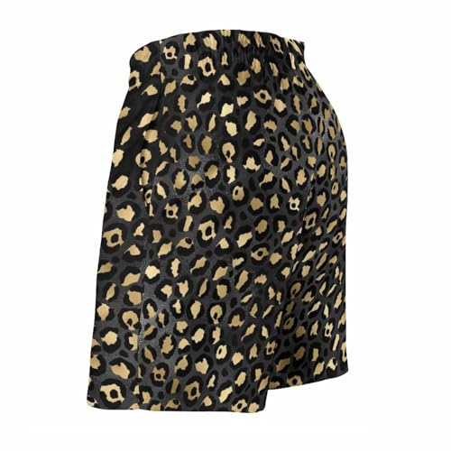 Mens Swim Trunks, Gold Black Leopard Print Swim Shorts with Mesh Lining Swimwear Bathing Suits Quick Dry4